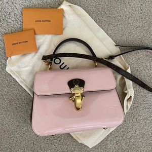 Louis Vuitton Cherrywood Handbag Vernis with Monogram Canvas PM